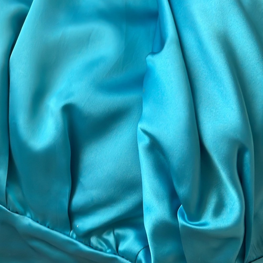 Vintage Leather Turquoise size Large jacket 2 pockets Belted, perfect condition - Picture 5 of 6